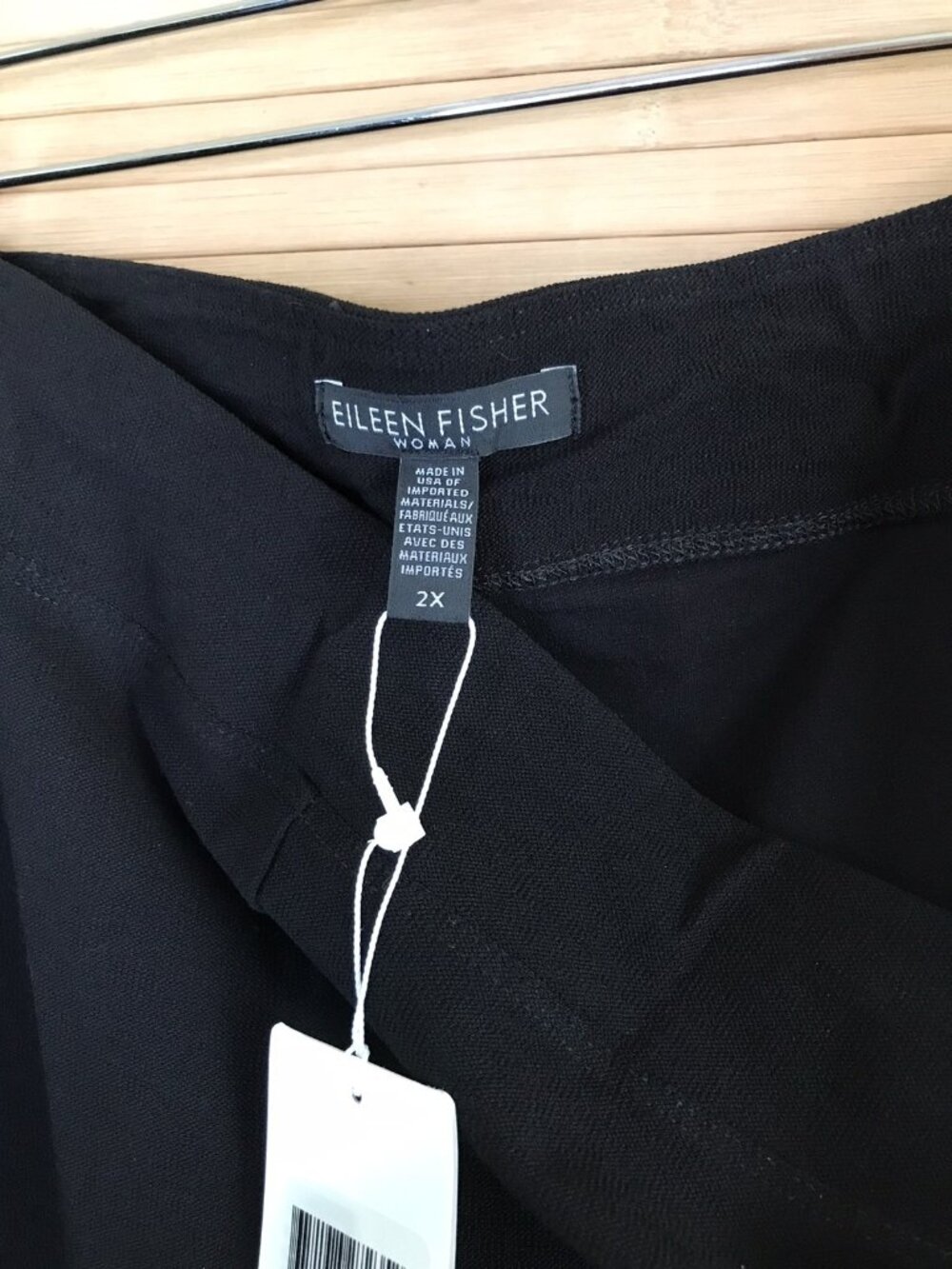 $178 NWT Eileen Fisher 2X Slim Boot Cut Blk Washable Stretch Crepe Pull-on Pants - Picture 5 of 5